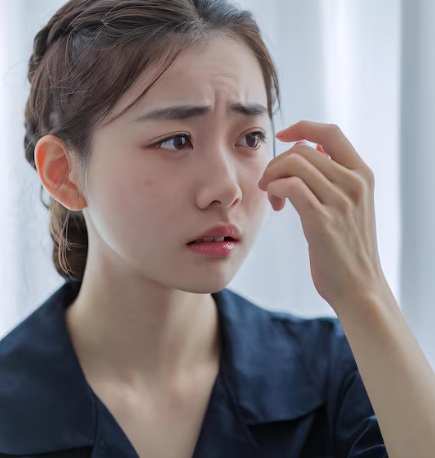 눈이붓는이유를 몰라 고생하는 여자